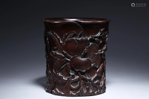 ROSEWOOD HIGH RELIEF CARVING GARDENIA B…