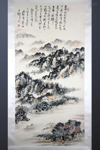 CHINESE INSCRIBED PAINTING OF MOUNTAINS A…