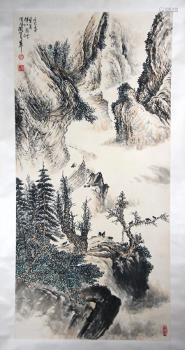 CHINESE LANDSCAPE PAINTING OF STEEP MOUNTA…