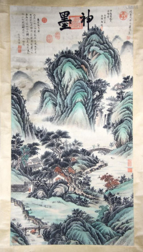 CHINESE LANDSCAPE PAINTING OF GREEN MOUN…
