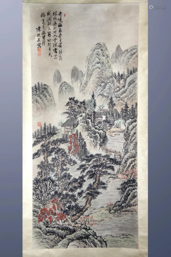 CHINESE LANDSCAPE PAINTING OF RIVER AND MO…