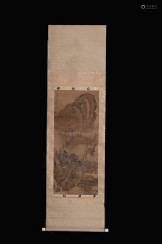 CHINESE SILK LANDSCAPE PAINTING OF M…