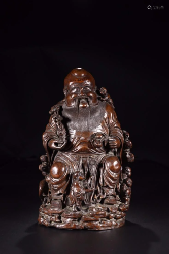 CHINESE BAMBOO CARVING FIGURE OF 'SHOU' …