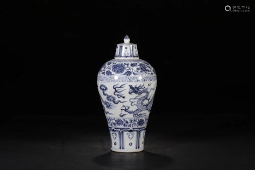 BLUE AND WHITE DRAGON PATTERN MEIPING …