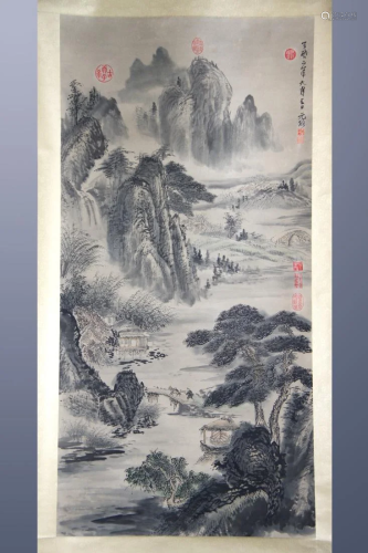CHINESE LANDSCAPE PAINTING OF PINES IN MOU…