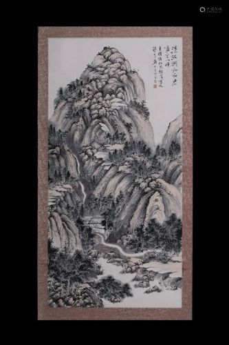 CHINESE INK PAINTING OF MOUNTAIN VIEW