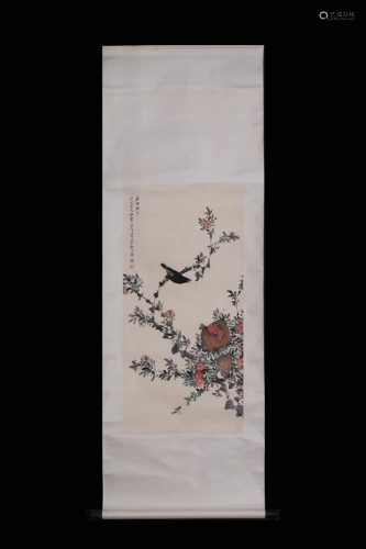 HANGING SCROLL PAINTING OF POMEGRANATE…