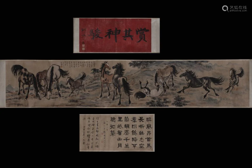 CHINESE HANDSCROLL PAINTING OF TEN PLAYING …