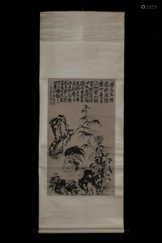 CHINESE INK PAINTING OF A ROOSTER