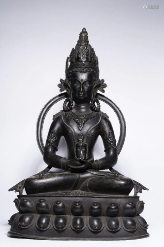 WELL CAST COPPER STATUE OF AMITAYUS BUDDHA