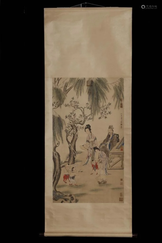 CHINESE FIGURE PAINTING OF BIRTHDAY GAT…