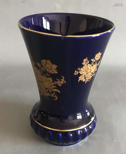 Royal Bavaria Germany Bareuther Waldsassen Echt Cobalt 24k gold edge&pattern vase