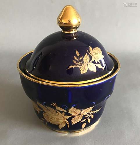 Royal Bavaria 24k gold cobalt blue jar