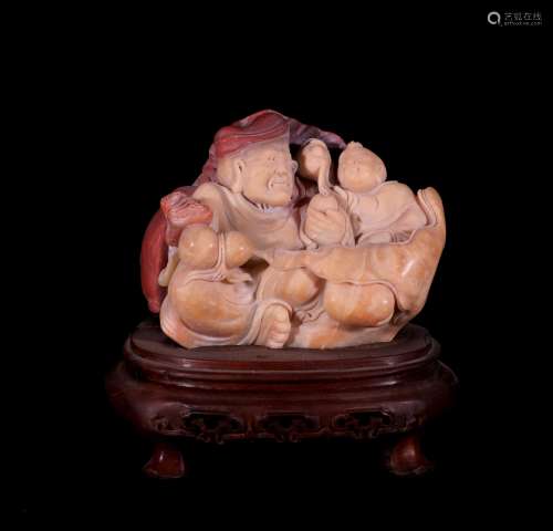 A Chinese Agalmatolite Ornament of Arhat