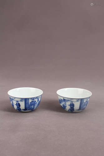 A Pair of Chinese Blue and White Porcelain Bowls