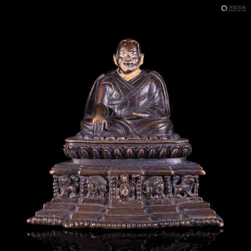 A Chinese Bronze Buddha Statue of Guru
