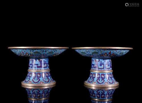 A Pair of Chinese Cloisonne Fruitbowls