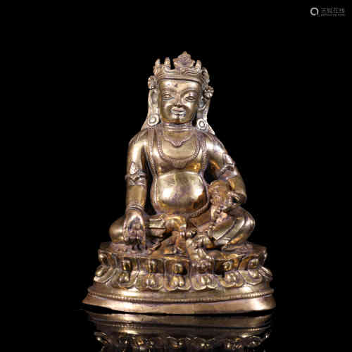 A Chinese Gilt Bronze Buddha Statue of Jambala Kuning