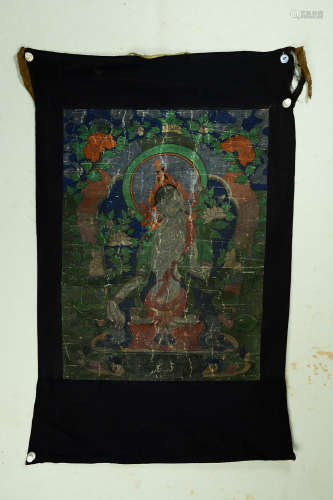 A Chinese Tangka Painting of Green Tara