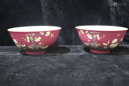 A Pair of Chinese Enamel Porcelain Bowls