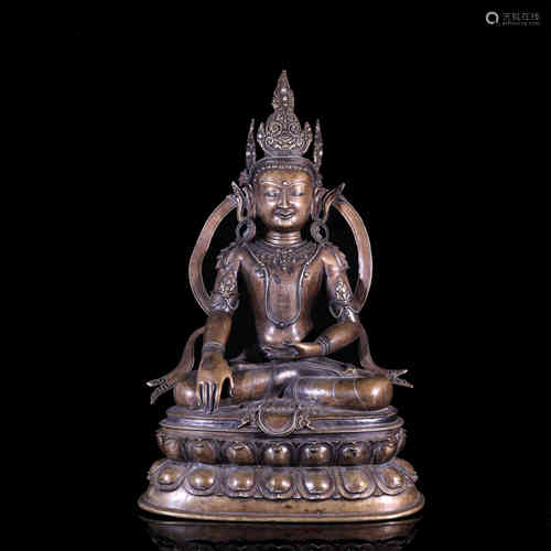 A Chinese Bronze Buddha Statue of Akaobhya