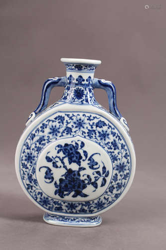 A Chinese Blue and White  Porcelain Flask