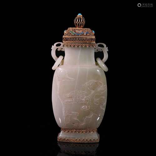 A Chinese Jade Two-eared Vase