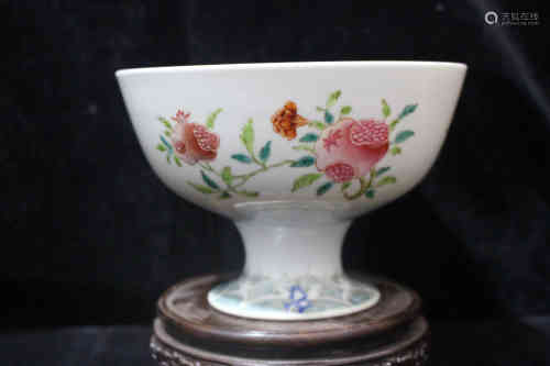 A Chinese Famille Rose Porcelain Stem Bowl