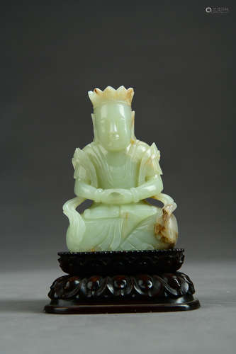 A Chinese Jade Carved Sitting Buddha