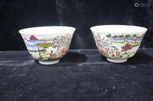 A Pair of Chinese Enamel Porcelain Bowls