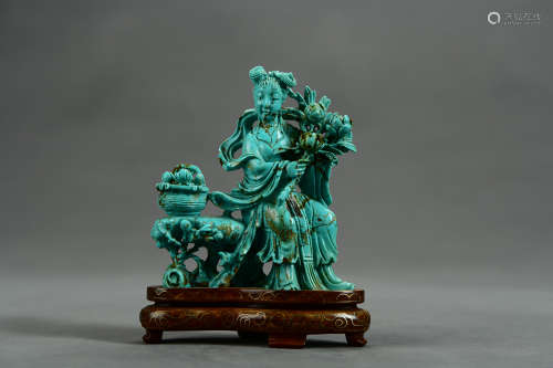 A Chinese Turquoise Figure Statue