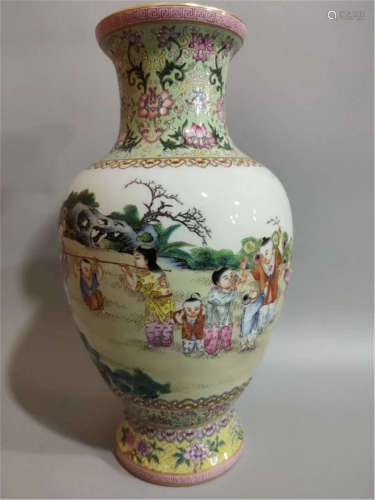 A Famille Rose Bottle Vase