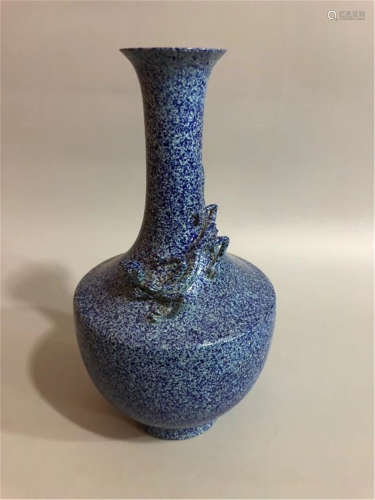 A Blue Splashed Chilong Vase Qing Dynasty