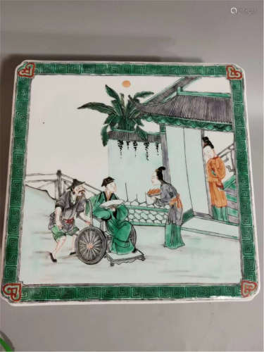 A Famille Verte Porcelain Plaque Qing Dynasty