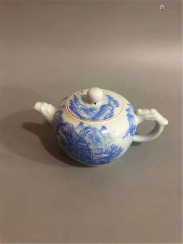 A Blue and White Teapot of Qing Dynasty
