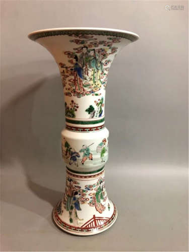 A Famille Verte Beaker Vase Qing Dynasty