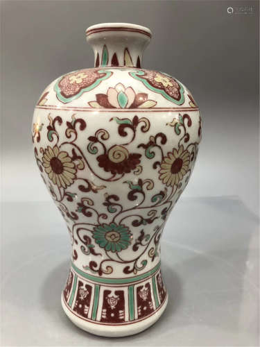 A Red and Green Glazed Plum Vase Ming Dynasty