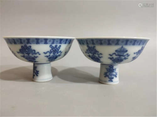 Pair Blue and White Tureen Qing Dynasty