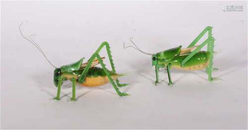 Two Green Glazed Insects Late 19th century