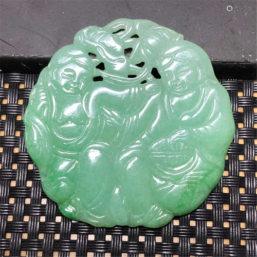 Pair Jadeite Ornaments Qing Dynasty