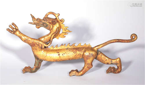 A Bronze Gilt Dragon of Tang Dynasty