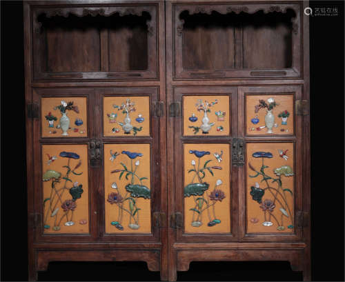 Matched Pair of Huanghuali Cabinets of Early Qing Dynasty