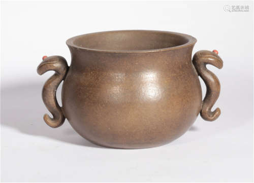 A Yixing Glazed Censer of late Qing Dynasty