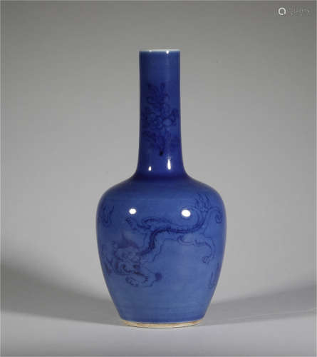 A Blue Glazed Dragon Bottle Vase Qianlong Period Qing Dynasty