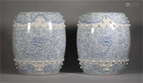 Pair Drum-shaped Stools of Qing Dynasty Daoguang Period