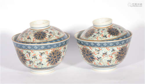 Pair Famille Rose Tea Cups of Qing Dynasty