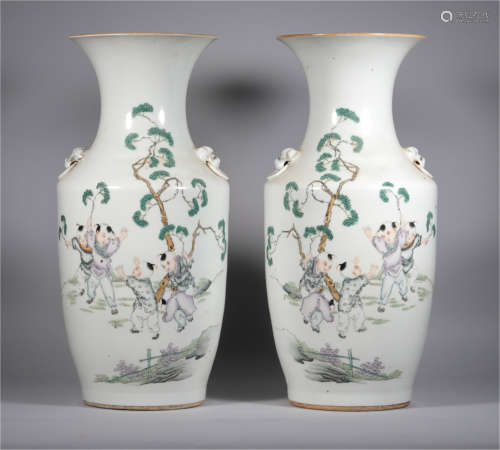 Pair Famille Rose Vases