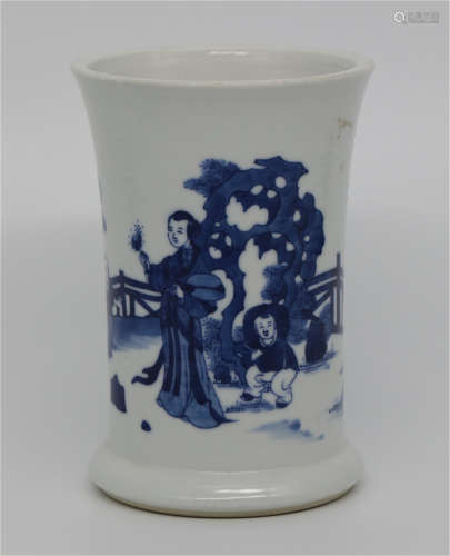 A Blue and White Brushpot Qing Dynasty