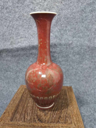 A Copper Red long Neck Vase of Qing Dynasty