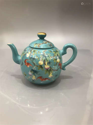 A Famile Rose Teapot of Qing Dynasty